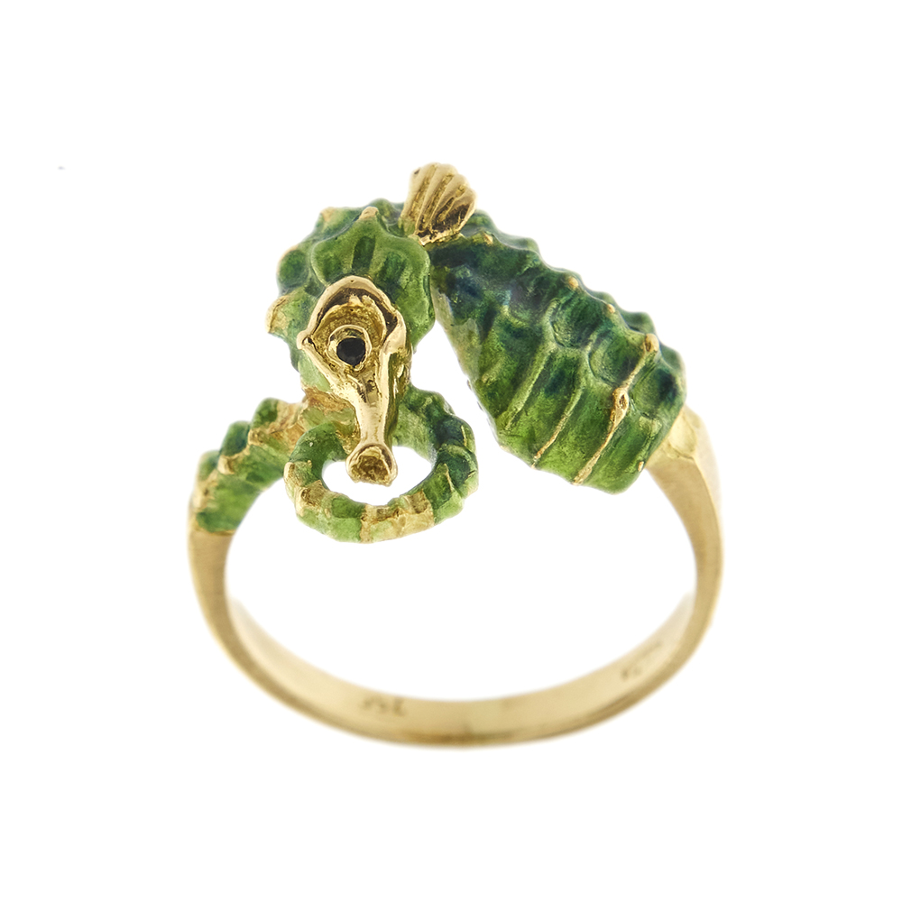 32428-anello-oro-smalto-verde-cavalluccio-marino 1b