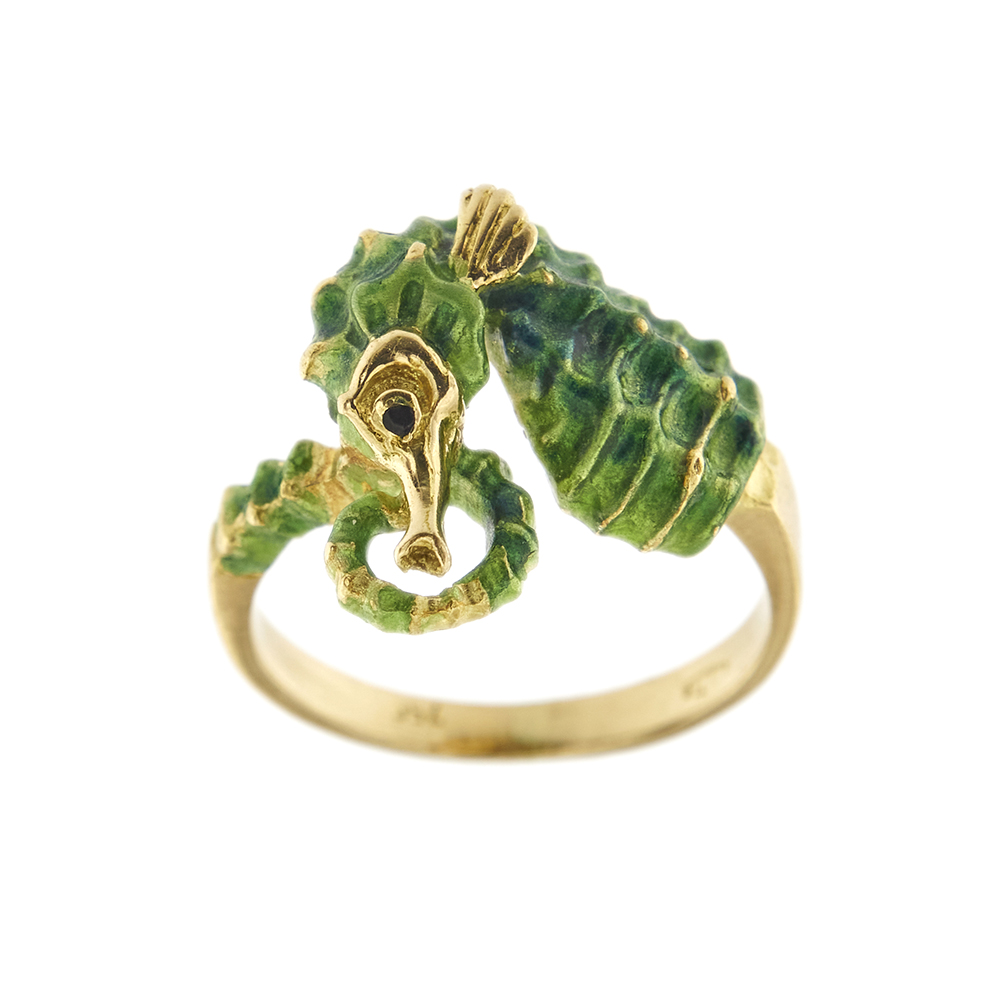 32428-anello-oro-smalto-verde-cavalluccio-marino 2
