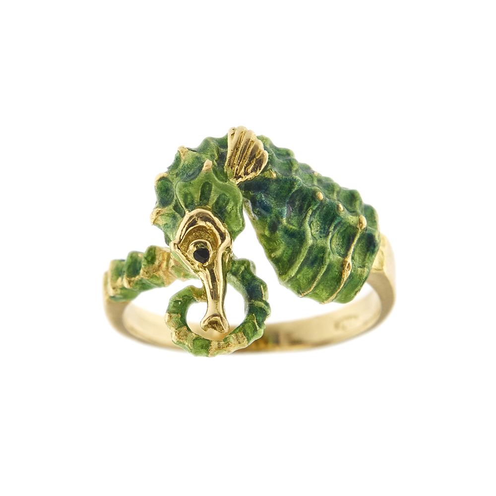 32428-anello-oro-smalto-verde-cavalluccio-marino 3