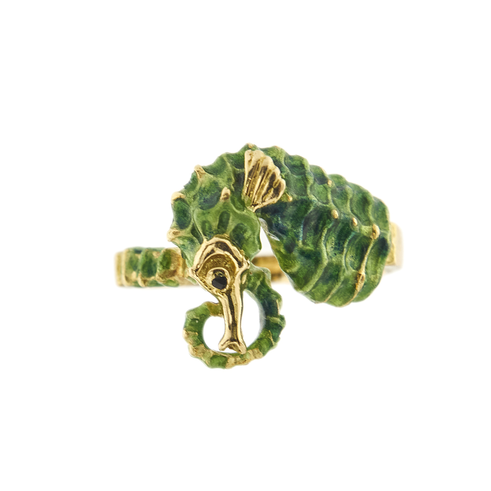 32428-anello-oro-smalto-verde-cavalluccio-marino 4