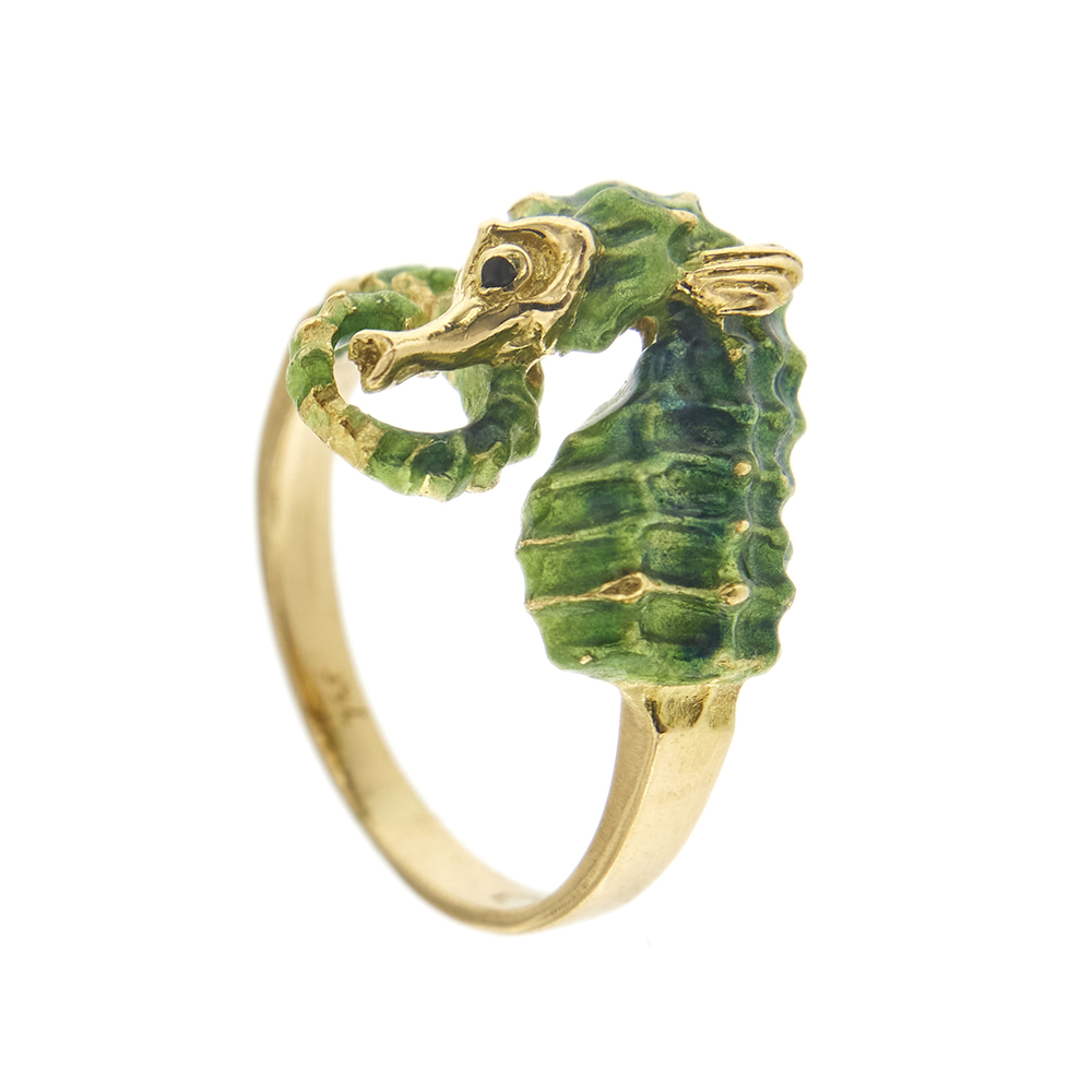32428-anello-oro-smalto-verde-cavalluccio-marino 6