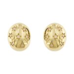 Orecchini a lobo in oro giallo 18 kt con 14 stelle e 14 diamanti taglio brillante da 0.02 ct cad. totale 0.28 ct - Colore GH – Purezza VS; chiusura con perno a scatto.