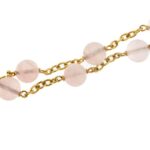 dettaglio maglia a quarzo rosa di bracciale in oro giallo 18kt