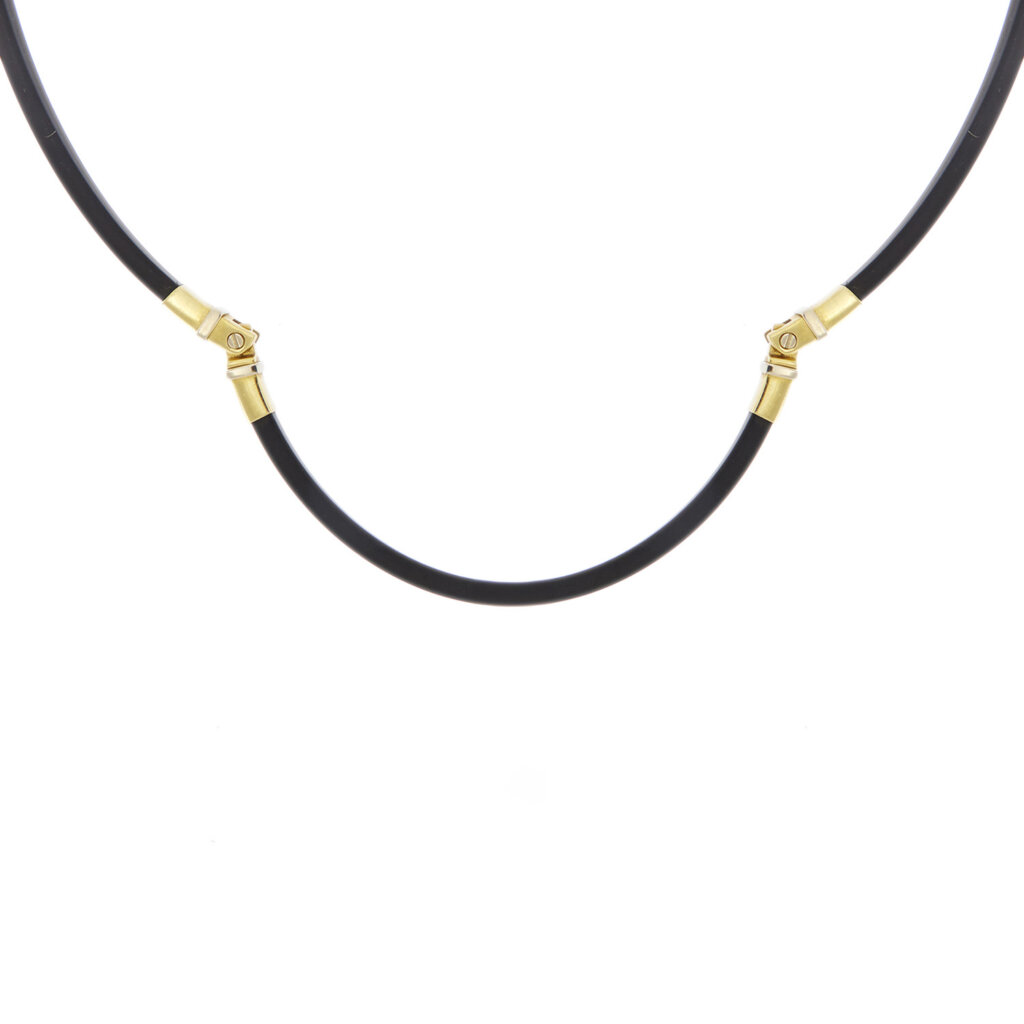 Rubber and two golds necklace