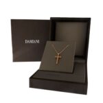collana in oro con croce e diamanti e scatola originale Damiani