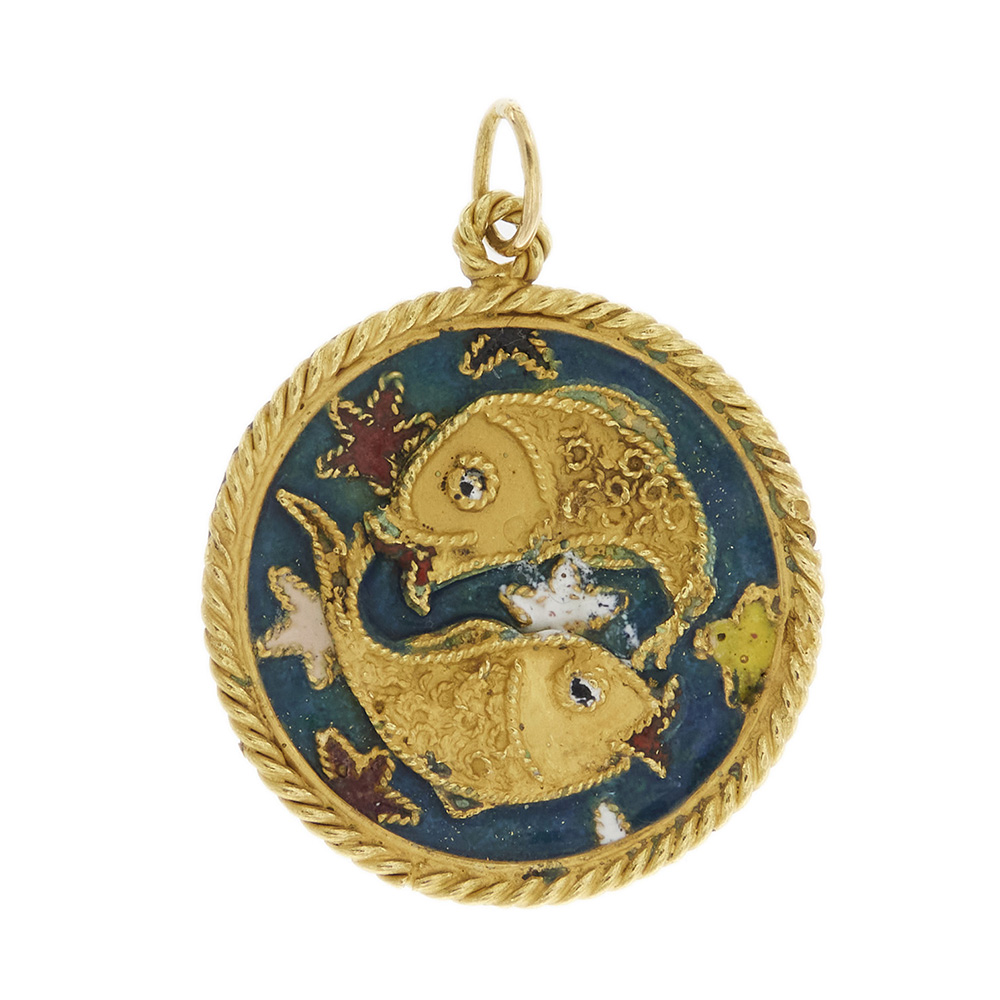 Enamel pendant with fish
