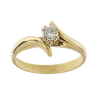 Anello solitario contrarie in oro giallo 18 kt con diamante taglio brillante da 0.30 ct - colore FG e purezza VVS.