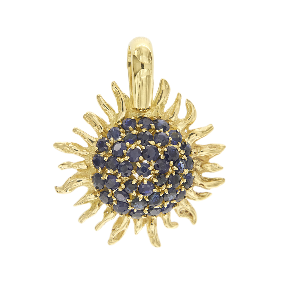 Sun pendant with sapphires