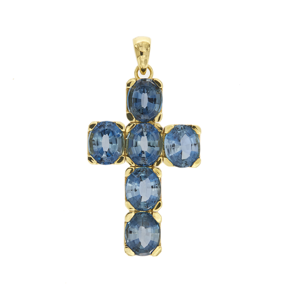 Cross pendant with topazes
