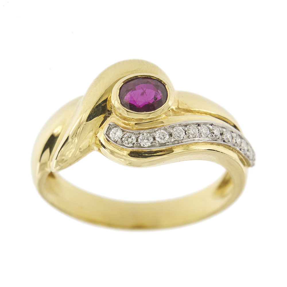 Ruby and diamonds band ring