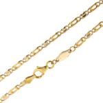 zoom dettaglio maglia occhio di tigre alternata e gancio chiusura a moschettone su collana in oro giallo