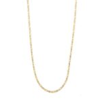 Collana in oro giallo 18 kt con maglia occhio di tigre alternata.