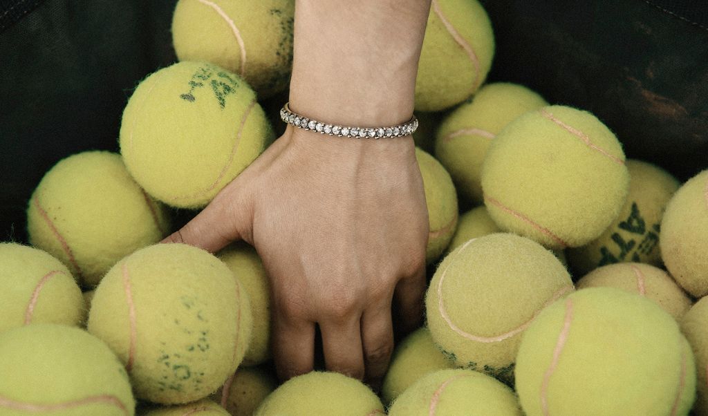 Bracciale Tennis con diamanti e palline da tennis sport (articolo)