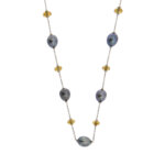 Collana oro bianco con perle e quarzi citrini zoom