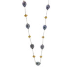 Collana oro bianco con perle e quarzi citrini zoom 2