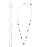 Collana oro bianco con quarzi citrini e perle foto paragone righello per misura gioiello in cm