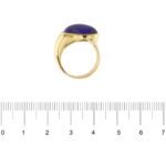 anello oro giallo a fascia con lapislazzuli centrale foto paragone righello per misura gioiello grandezza in cm