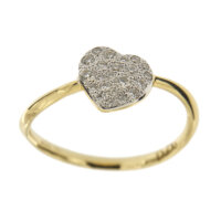 Anello a cuore in oro giallo 18kt con 22 diamanti taglio brillante, totale 0.23 ct; modello: Anello cuore prezioso di DoDo.