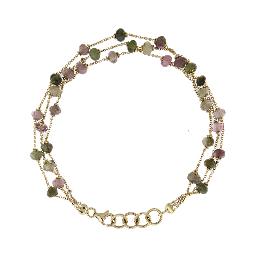 Multi-strand bracelet with tourmalines