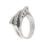 anello riviere tripla in oro bianco con diamanti