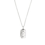 Collana maglia rolò in oro bianco 18kt con ciondolo ovale traforato, finale con 4 anelli logati per regolare la lunghezza. Brande: Bulgari, collezione: Parentesi