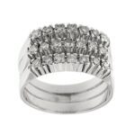 Triplo anello riviere in oro bianco 18kt con 21 diamanti taglio brillante da 0.05 ct cad. totale 1.05 ct - colore FG e purezza VS.