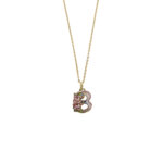 Collana maglia rolò in oro giallo 18kt con ciondolo lettera B di Gabriella Rivalta, smaltata a mano con la tecnica dello smalto a fuoco.