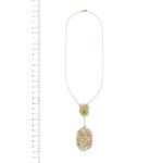 Collana oro giallo con pendente e fili intrecciati foto paragone righello per misura gioiello in cm lunghezza