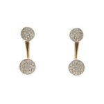 Orecchini doppio cerchio in oro rosa e bianco 18kt con 76 diamanti taglio brillante: 38 da 0.02 ct cad. e 38 da 0.01 ct cad., totale 1.14 ct - colore FG e purezza VS; la parte pendente è amovibile.