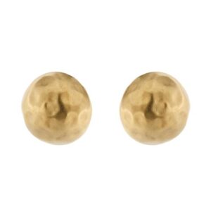 Orecchini a lobo mezza sfera opaca martellata in oro giallo 18kt senza perno con clip, indossabile anche da chi non ha il buco.