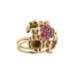 anello oro giallo con rubini