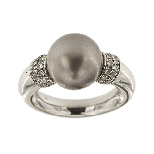 Tahitian pearl and diamonds ring