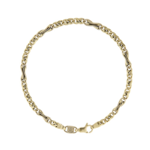 Bracciale uomo maglia traversino forzatina in oro giallo 18kt con chiusura a moschettone.