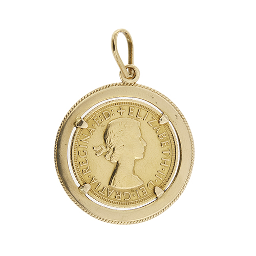 Gold Sovereign coin pendant