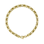 Bracciale originale, maglia grumette lavorata ed alternata ad anelli bombati lucidi in oro giallo 18kt.