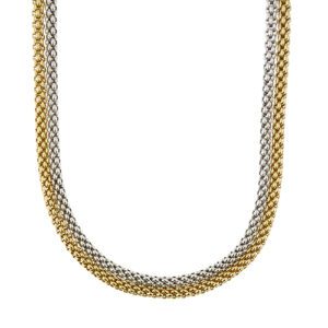 Collana doppia maglia pop corn in oro giallo e bianco 18kt con chiusura a scatto. Brand: Fope.