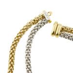 dettaglio particolare di collier maglia pop corn Fope in due ori