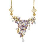 collana oro giallo con pietre preziose e smalto