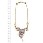 collana oro giallo tripla con inserti fiori a smalto e pietre preziose foto paragone righello per misura gioiello lunghezza in cm