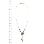 collana oro giallo con pendente a fiore smaltato con pietre preziose, perle e diamante Gabriella Rivalta foto paragone righello per misura gioiello lunghezza in cm