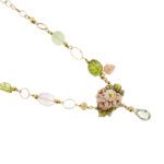 collana oro giallo con fiore smaltato a fuoco con pietre preziose brand Gabriella Rivalta