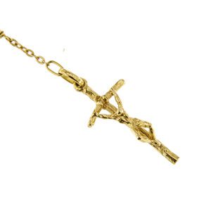 collana rosario in oro giallo zoom ciondolo croce con cristo