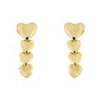 Orecchini pendenti con 4 cuori in dégradé in oro giallo 18kt, chiusura con perno e farfallina.