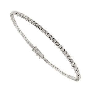 Bracciale tennis in oro bianco 18kt con 87 diamanti taglio brillante da 0.014 ct cad. totale 1.22 ct - colore FG e purezza VS e chiusura con 2 sicure.