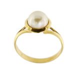 frontale di anello oro giallo con perla