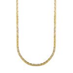 Collana uomo maglia grumette piatta in oro giallo alternate a maglie piene in oro bianco 18kt.