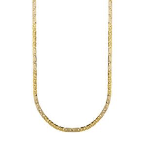 Collana uomo maglia grumette piatta in oro giallo alternate a maglie piene in oro bianco 18kt.