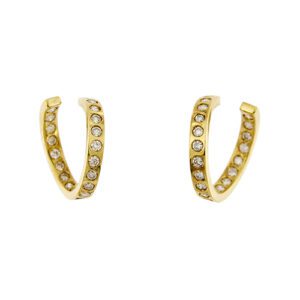 Orecchini a cerchio aperto in oro giallo 18kt con 40 diamanti taglio brillante da 0.05 ct cad. totale 2.00 ct - colore FG e purezza VS.