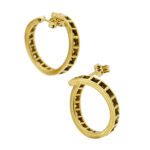 retro di orecchini cerchio aperto oro giallo 18kt e diamanti