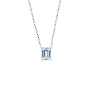 Collana maglia rolò in oro bianco 18kt e ciondolo con topazio azzurro rettangolare da 2.90 ct.